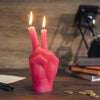 Peace Sign Candle 'Victory' Hand Gesture - Decorative Desk