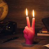 Peace Sign Candle 'Victory' Hand Gesture - Decorative Desk